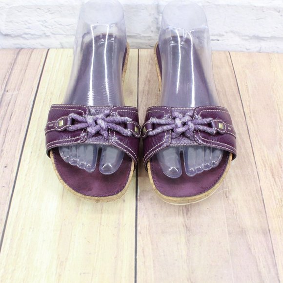 Timberland Women's Purple Leather Open Toe Slide Flat Sandals Size 8 M - Picture 5 of 9